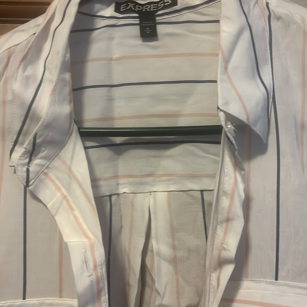 Express button down size medium white blue pink - Picture 2 of 3